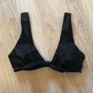 Aerie black tie-front bikini top
